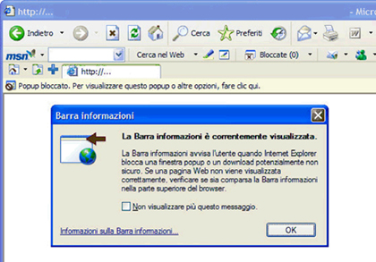 Immagine della Barra delle informazioni di Internet Explorer