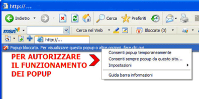 Immagine Opzioni Blocco Popup di Internet Explorer